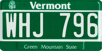 VT license plate WHJ796