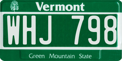 VT license plate WHJ798