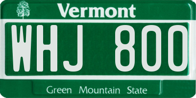 VT license plate WHJ800