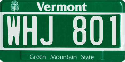 VT license plate WHJ801
