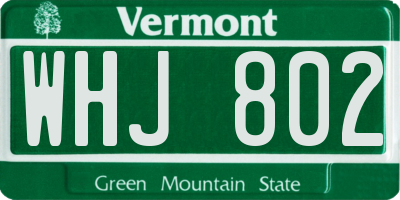 VT license plate WHJ802
