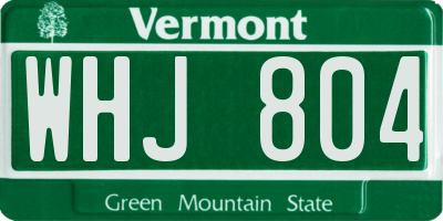 VT license plate WHJ804
