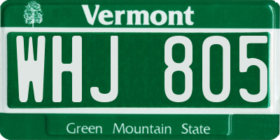 VT license plate WHJ805