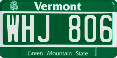 VT license plate WHJ806