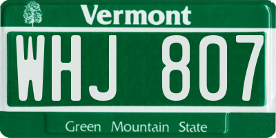 VT license plate WHJ807