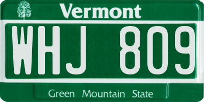 VT license plate WHJ809