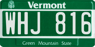 VT license plate WHJ816