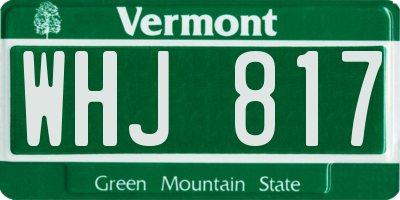VT license plate WHJ817