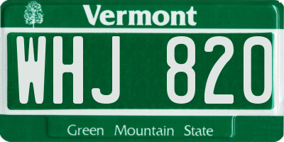 VT license plate WHJ820
