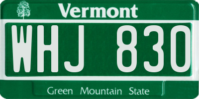 VT license plate WHJ830