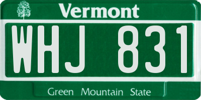 VT license plate WHJ831