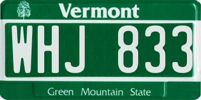 VT license plate WHJ833