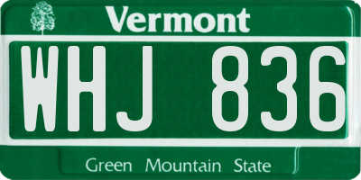 VT license plate WHJ836