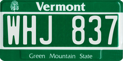 VT license plate WHJ837