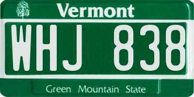 VT license plate WHJ838