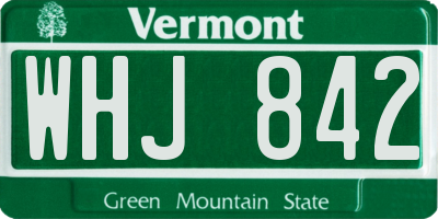 VT license plate WHJ842