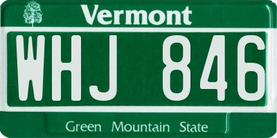 VT license plate WHJ846