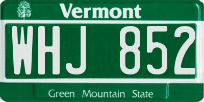 VT license plate WHJ852