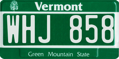 VT license plate WHJ858