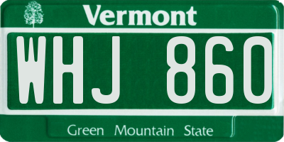 VT license plate WHJ860