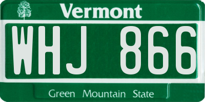 VT license plate WHJ866