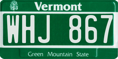 VT license plate WHJ867