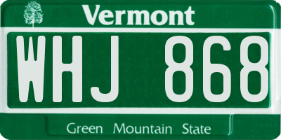 VT license plate WHJ868