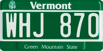 VT license plate WHJ870