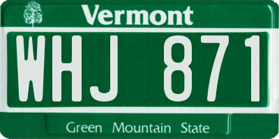 VT license plate WHJ871