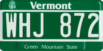 VT license plate WHJ872
