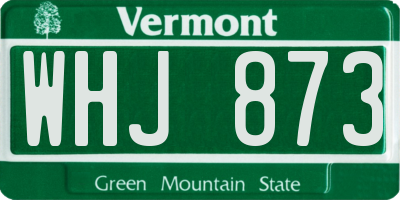 VT license plate WHJ873