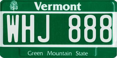 VT license plate WHJ888