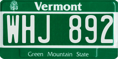 VT license plate WHJ892