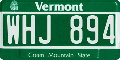 VT license plate WHJ894