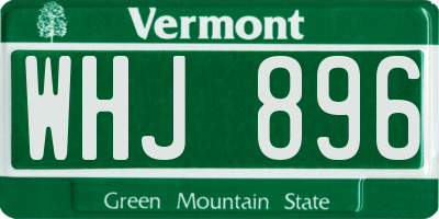 VT license plate WHJ896