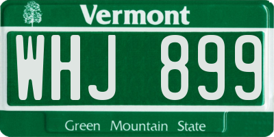 VT license plate WHJ899