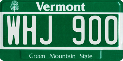 VT license plate WHJ900