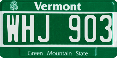 VT license plate WHJ903
