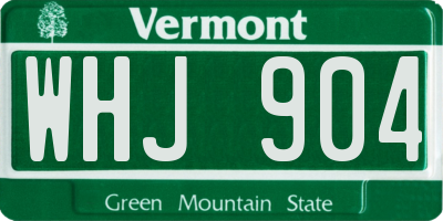 VT license plate WHJ904