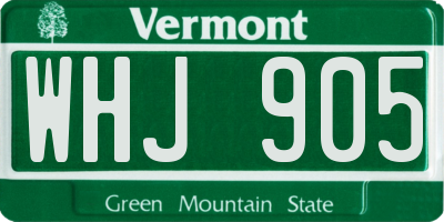 VT license plate WHJ905