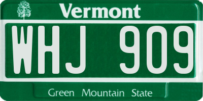 VT license plate WHJ909