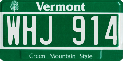 VT license plate WHJ914
