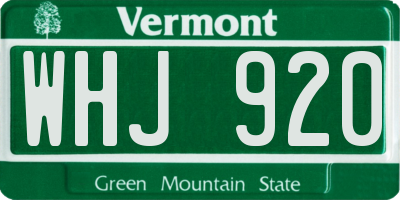 VT license plate WHJ920
