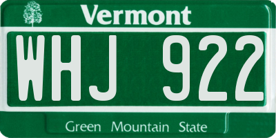 VT license plate WHJ922