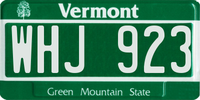 VT license plate WHJ923