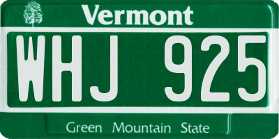 VT license plate WHJ925