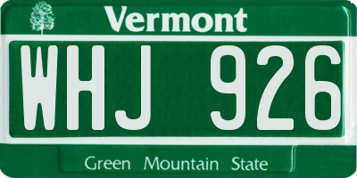 VT license plate WHJ926