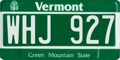 VT license plate WHJ927
