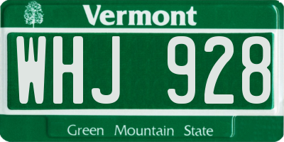 VT license plate WHJ928