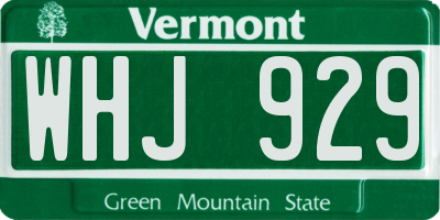 VT license plate WHJ929